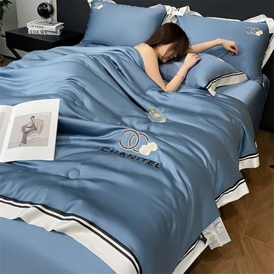 Homeuse Washed Silk Embroidered Quilt Set 4 Pieces for Comfortable and Healthy Sleep