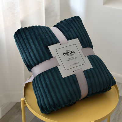 Popular Super Soft Solid Color 100 Polyester Striped Throw Blanket for Modern Design