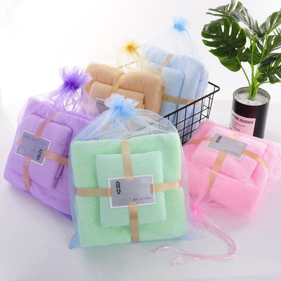 Thick and Absorbent Coral Fleece Bath Towel Set with Customized Printing Designs
