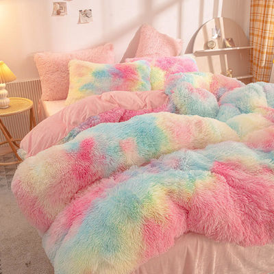 Full Size Bedding Set with Plant Pattern and Reactive Printing in Mink Velvet Material