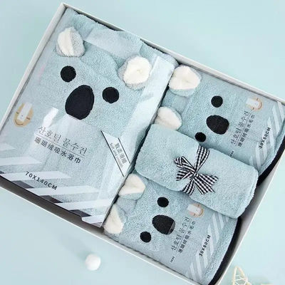 Custom Logo Quick Dry 4 Piece Bath Towel Set Soft Touch Hand and Face Print Luxury Towel Set for All Ages