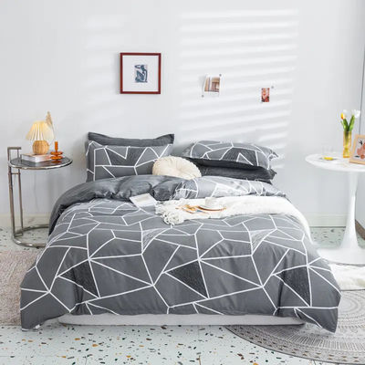 Geometric Printing Aloe Vera Cotton Four-Piece Bed Sheet Set with Reactive Printing