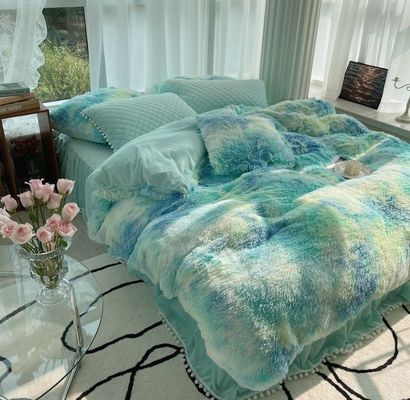 Mink Fleece Flannel Bedding Set with Solid Color Duvet Cover and Pillowcase Collections