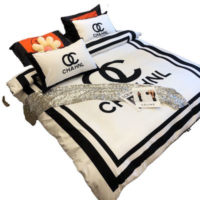 4-In-1 White King Size Bedding Set Satin Soft Like Silk Polyester Fabric Density