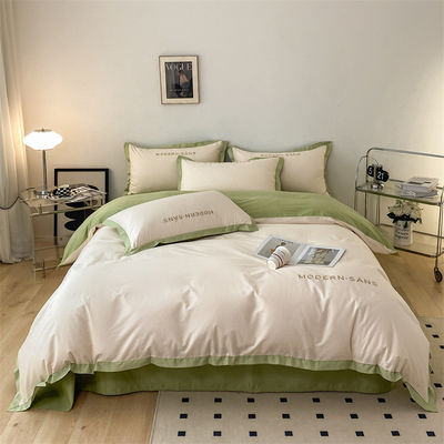 2023 Style Grade A 100% Cotton 4pcs Bedding Set with Embroidered Corner Matching Process