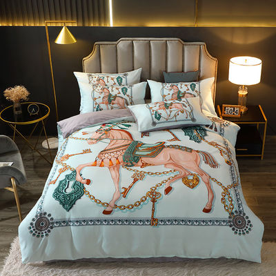 Diagonal Pattern Designer Digital Printing 4 PCS Bedding Sets Color Fastness Grade 4