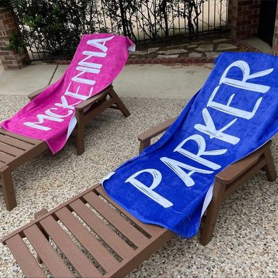 Personalized Pool Towel Microfiber Beach Towel with Bold Font Style and Custom Name
