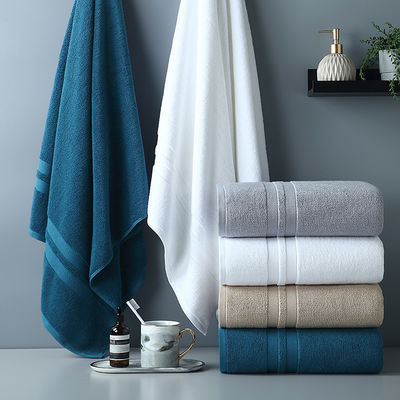 High Absorption Bath Towel Set Luxury Thickened Striped Pattern with Plaid Design