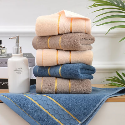 Pure Cotton 32S Gold Wire Double Lattice Towel with Customer Logo Embroidery