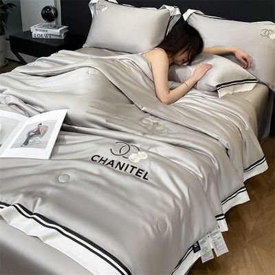 Homeuse Washed Silk Embroidered Quilt Set 4 Pieces for Comfortable and Healthy Sleep