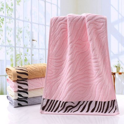 Square Luxury Embroidered Thick Cotton Striped Pattern Bath Towel with Customized Logo