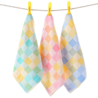 Cartoon Plaid Hooded Towel in Customized Color for Kindergarten Children's Feeding