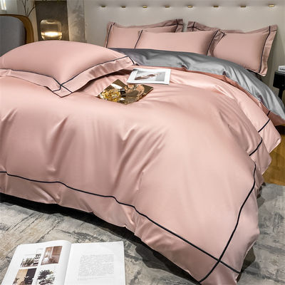 Home 200-Count Tencel Embroidered Double-Sided Ice Silk Sheets and Silk Smooth Nude Quilt Bedding Set