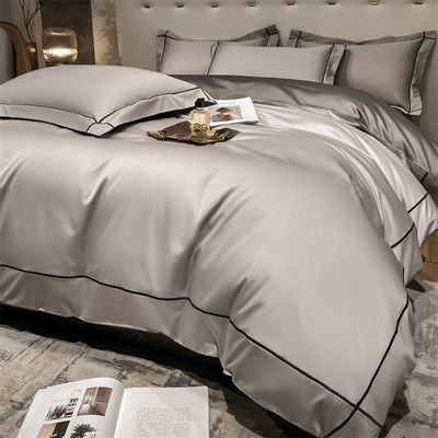 Home 200-Count Tencel Embroidered Double-Sided Ice Silk Sheets and Silk Smooth Nude Quilt Bedding Set