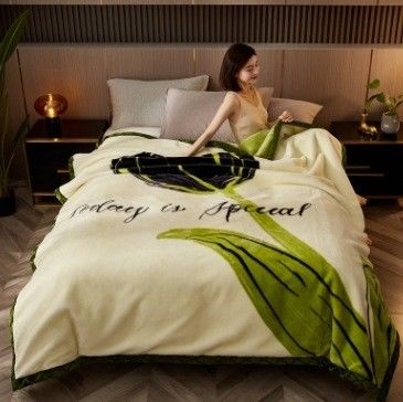 Seasonal All-Season Raschel Blanket Luxury Bed Printed Home Bedroom Fluffy Throw