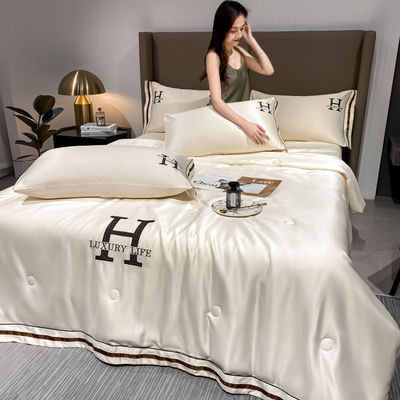 Luxury Washed Silk Summer Quilt Set With 1 Cover 1 Flat Sheet And 2 Pillowcases