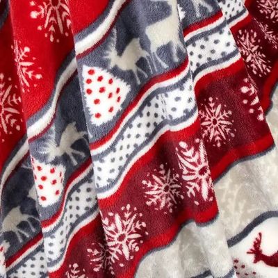 Super Soft Customized Size Flannel Throw Blanket in Holiday Style Printed Decorations