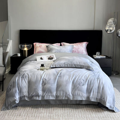 Washed Cotton Silk Embroidery 4 Pcs Bedding Set Sustainable and Stylish Comforter Set