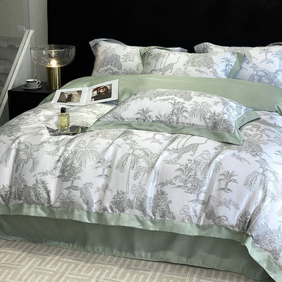 Washed Cotton Silk Embroidery 4 Pcs Bedding Set Sustainable and Stylish Comforter Set