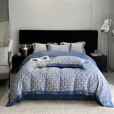 Solid Random Designs Quilts Luxury Bedding Set with Washed Cotton Silk Embroidery