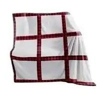 Polyester Christmas Printed Subbank Throw Blanket with Red Plaid Panel and Tassel Trim