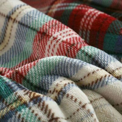 Customized Popular Plaid Sofa Flannel Sherpa Fleece Throw Blanket for High Standards