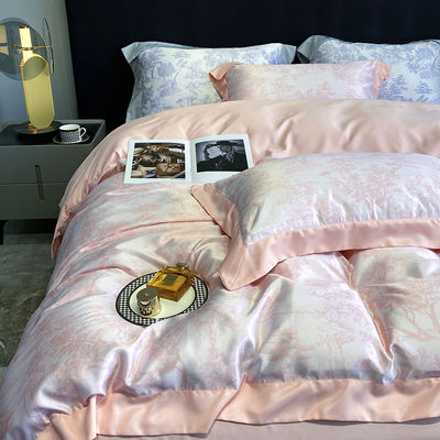 Luxury Washed Cotton Silk Embroidery 4 Pcs Bedding Set for King Size Comforter Set