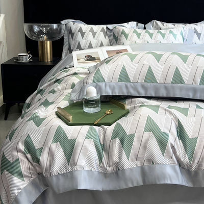 Luxury Washed Cotton Silk Embroidery 4 Pcs Bedding Set for King Size Comforter Set