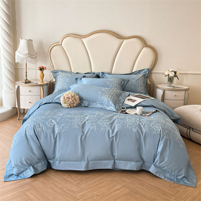 200TC Washed Cotton Silk Embroidery 4 Pcs Bedding Set King Size with Thread Count 200TC