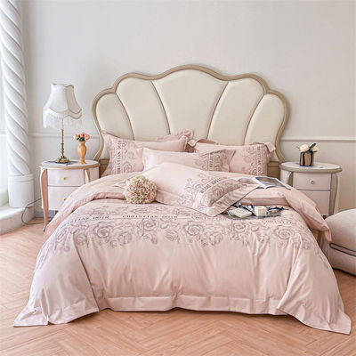 200TC Washed Cotton Silk Embroidery 4 Pcs Bedding Set King Size with Thread Count 200TC