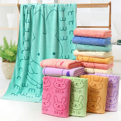 Non Shedding Beach Towels with Absorbent Polyester Fabric and Cute Rabbit Design