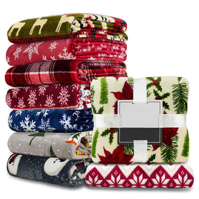 Woven Super Soft Custom Christmas Holiday Style Printed Decorations Flannel Throw Blanket