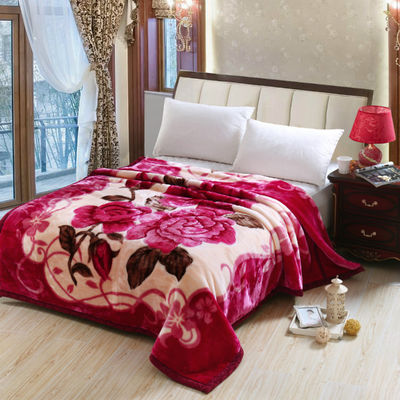 Customized Pattern Luxury 100% Polyester Raschel Mink Blanket with Microfiber Fabric