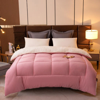 Oeko-Tex Certified Light Pink Solid Comforter Set for Teenage Twin Bed Knitted Design