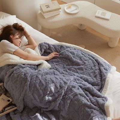 Blanket Solid Color Super Soft Thick Flannel Sherpa Fleece Blanket for Your Customer
