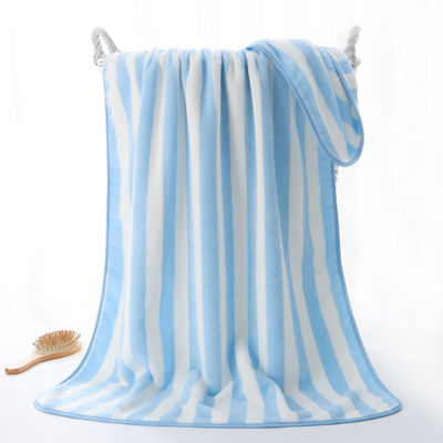 Household Thickened Striped Coral Velvet Bath Towel for Quick Drying and Absorption