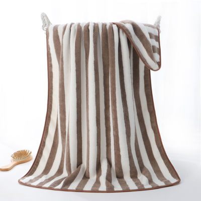 Household Thickened Striped Coral Velvet Bath Towel for Quick Drying and Absorption