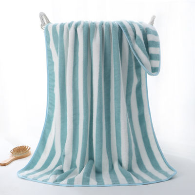 Household Thickened Striped Coral Velvet Bath Towel for Quick Drying and Absorption