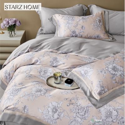 Luxury Home Textile Floral Printed 100% Cotton Bedsheets Set with in Plain Style