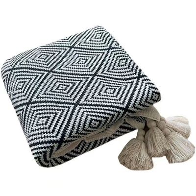 2024 Black and White Light Luxury Anti Dust Mite Nap Blanket for Soft Furnishing