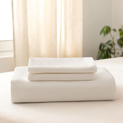 Long Staple Cotton Organic Fabric Density Bedding Set Cream 3Pcs Duvet Cover 100% Cotton