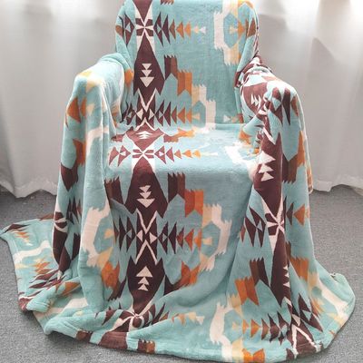 Flannel Sherpa Blanket for Bedding King Queen Twin Size Woven Polyester Boho Blanket
