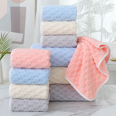 Sustainable Coral Fleece Face Towels with Strong Absorbency and Woven Design