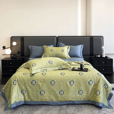 European Skin-Friendly Printing Summer Quilt Set of Four in Smooth Ice Silk Gift Quilt