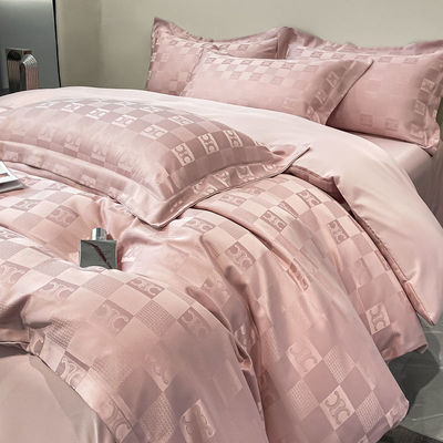 Solid Pattern Luxury Bed Sheets for Light Luxury Satin Jacquard 4-Piece Bedding Set