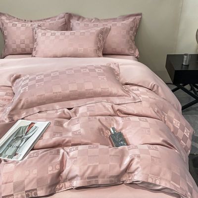 Solid Pattern Luxury Bed Sheets for Light Luxury Satin Jacquard 4-Piece Bedding Set