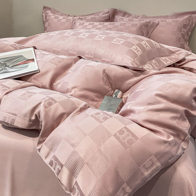 Solid Pattern Luxury Bed Sheets for Light Luxury Satin Jacquard 4-Piece Bedding Set