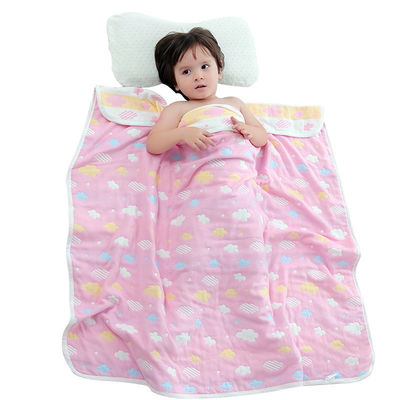 Six-Layer Muslin Bath Towel with Dobby Border Soft Absorbent and 100% Cotton Material
