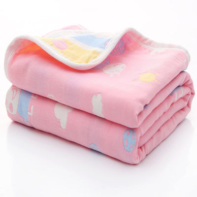 Six-Layer Muslin Bath Towel with Dobby Border Soft Absorbent and 100% Cotton Material