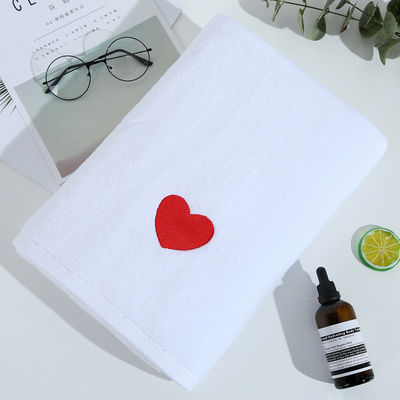 Soft and Thick White Bath Towel made of Pure Cotton with Customized Embroidery Design